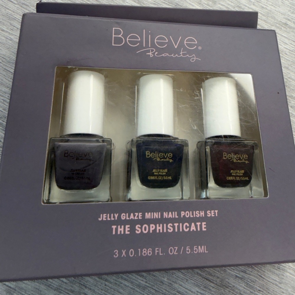 Believe Beauty Jelly Glaze Mini Nail Polish Set The Sophisticate 3 Pack New